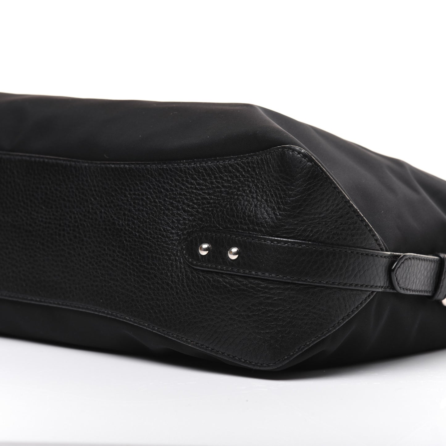 Tessuto Nylon Calfskin Hobo Black