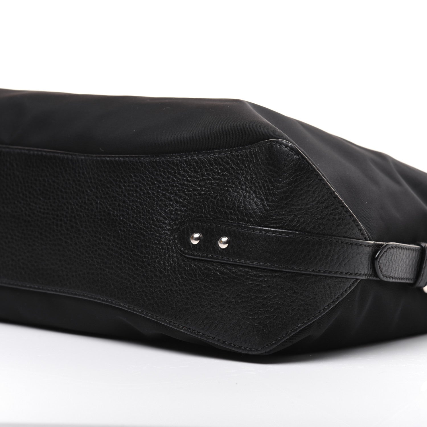 Prada Tessuto Nylon Calfskin Hobo Black 7 of 25