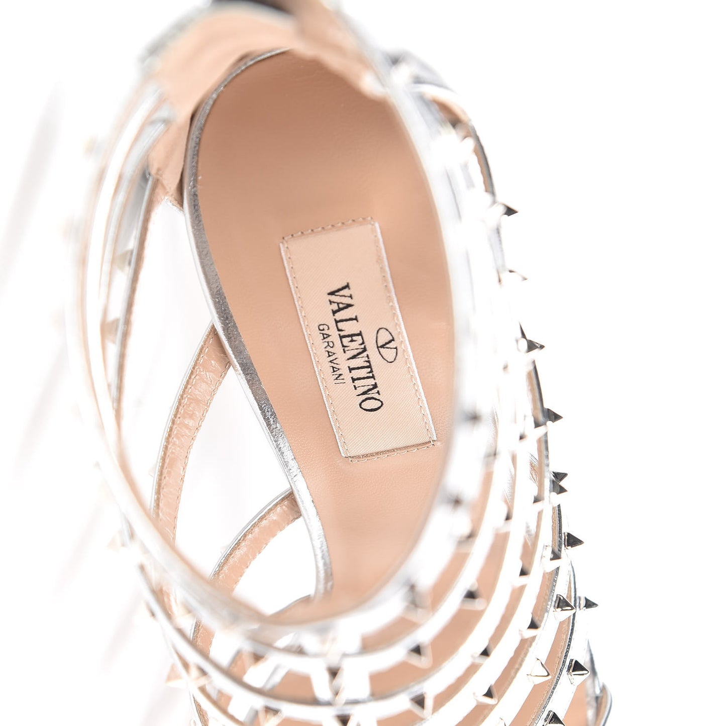 Metallic Nappa Lovestud Caged 105mm Sandals 38 Silver