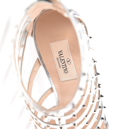Valentino Garavani Metallic Nappa Lovestud Caged 105mm Sandals 38 Silver 7 of 8