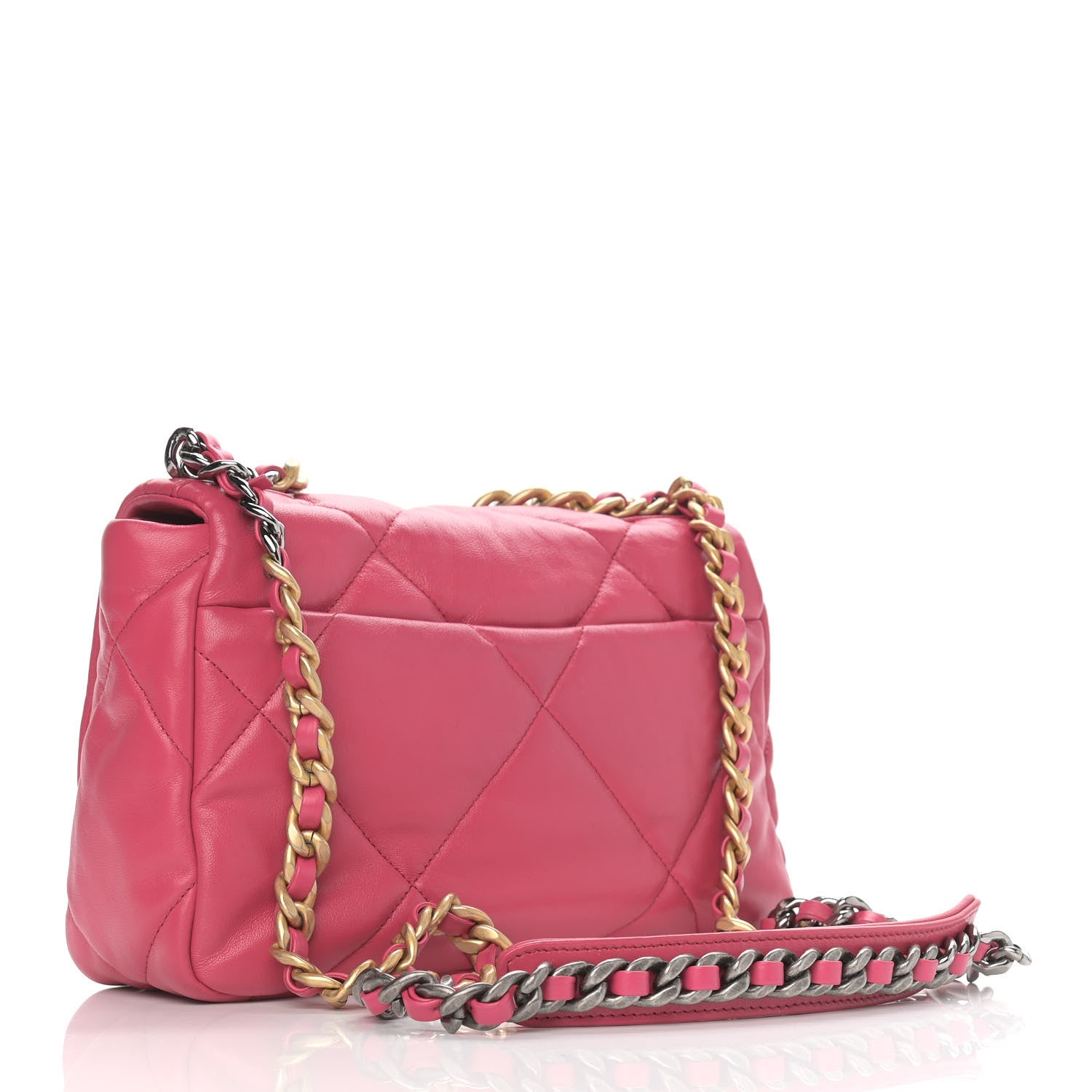 Chanel Lambskin Quilted Medium Chanel 19 Flap Dark Pink 2 of 9