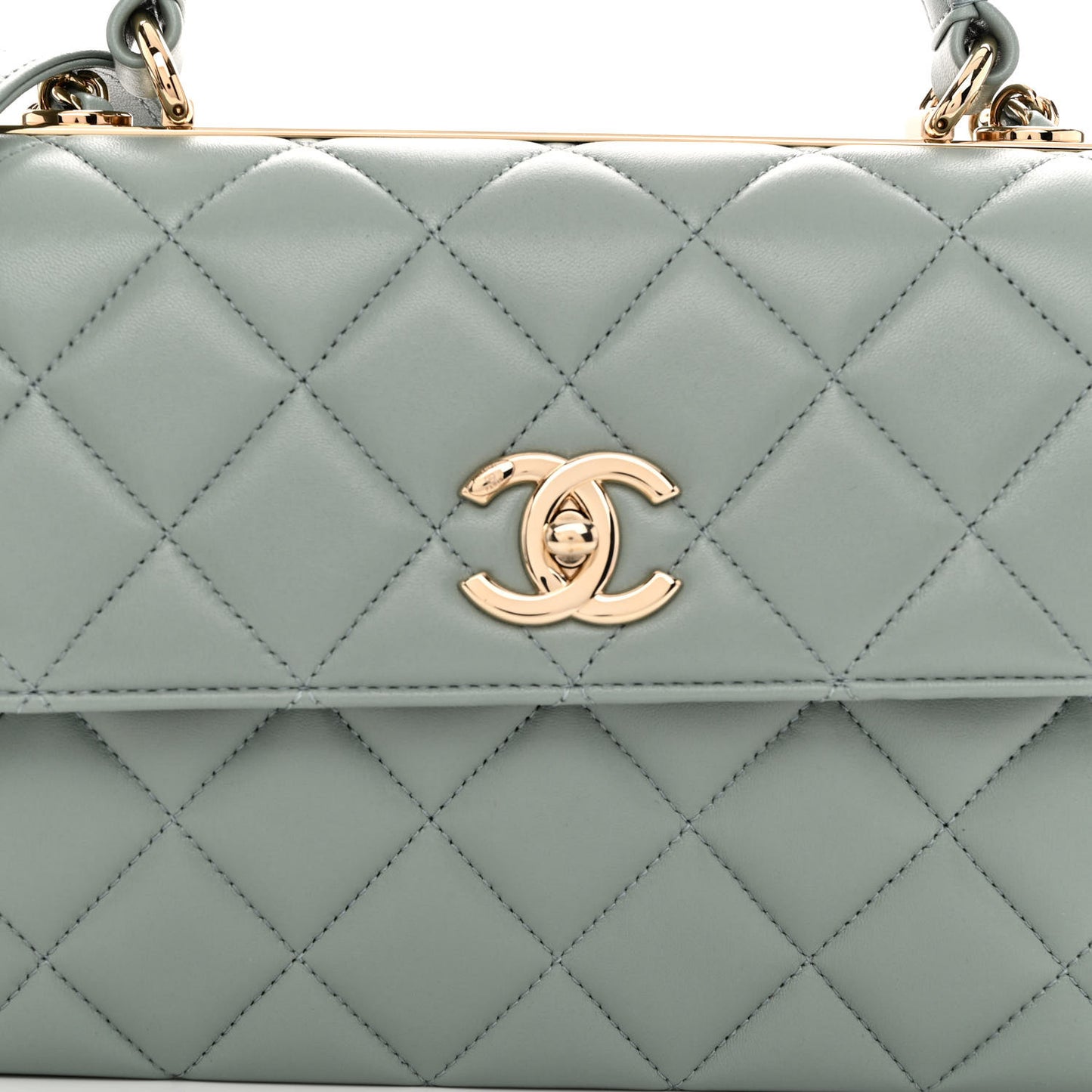 Lambskin Quilted Small Trendy CC Flap Dual Handle Bag Light Green