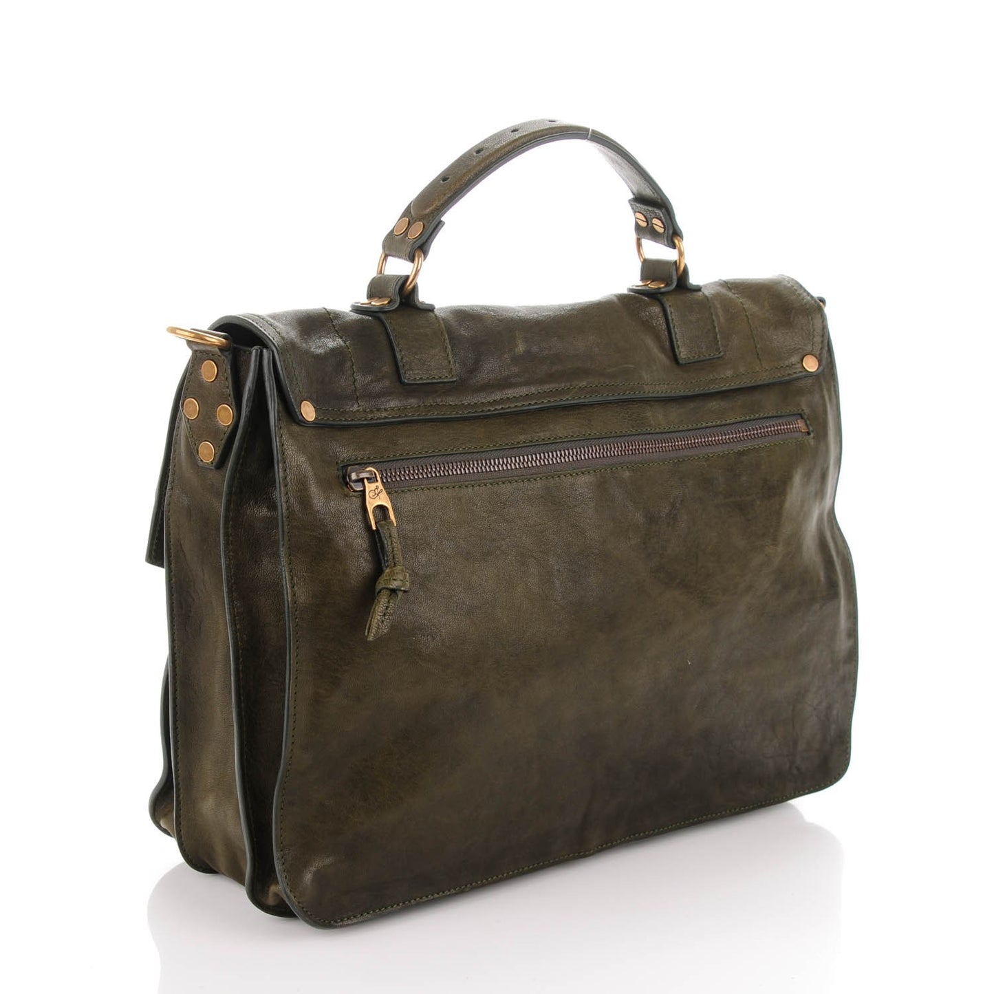 Lambskin Large PS Satchel Military