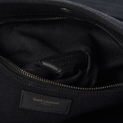 Saint Laurent Linen Calfskin Rive Gauche Tote Black 9 of 10