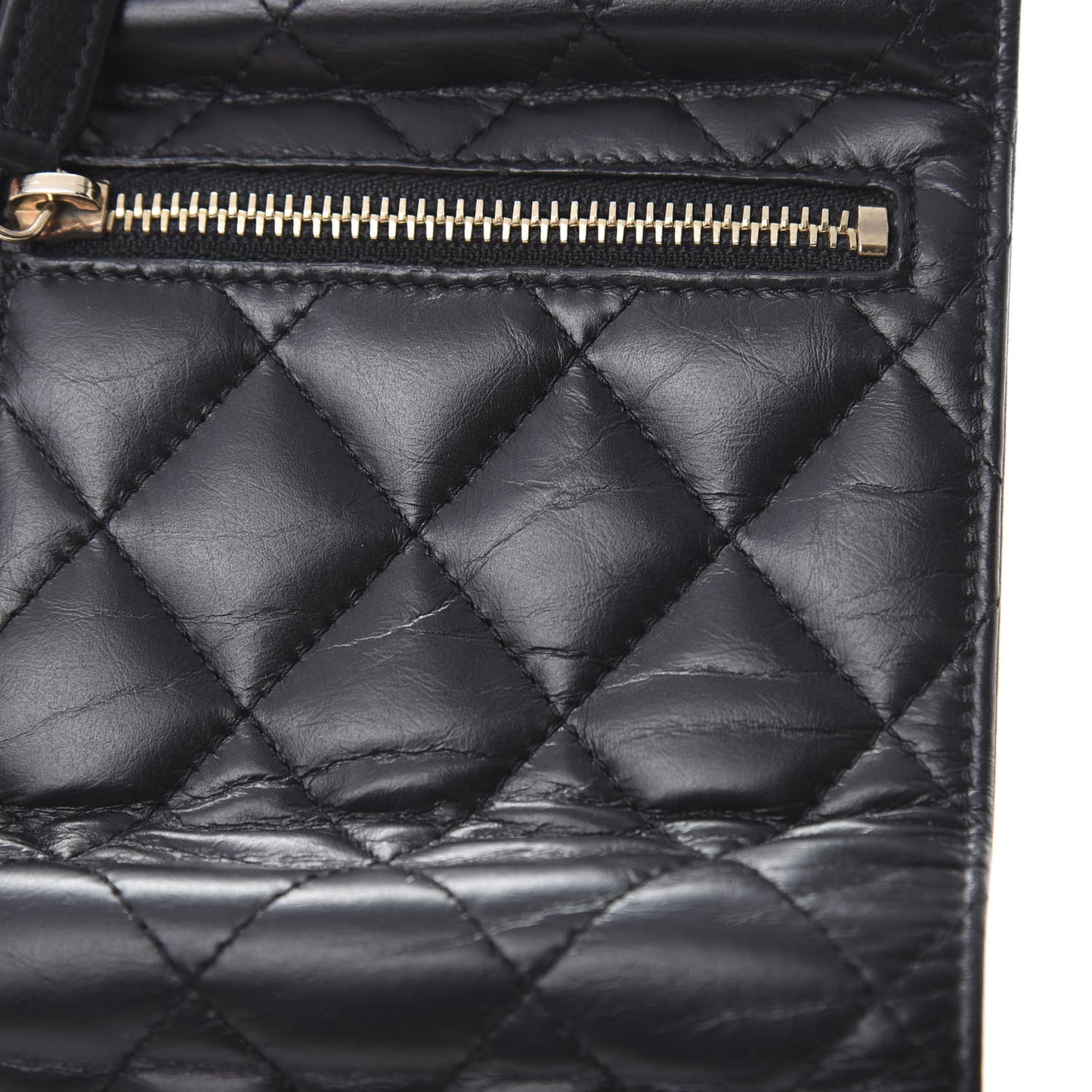 Aged Calfskin Quilted Reissue Compact Wallet Black