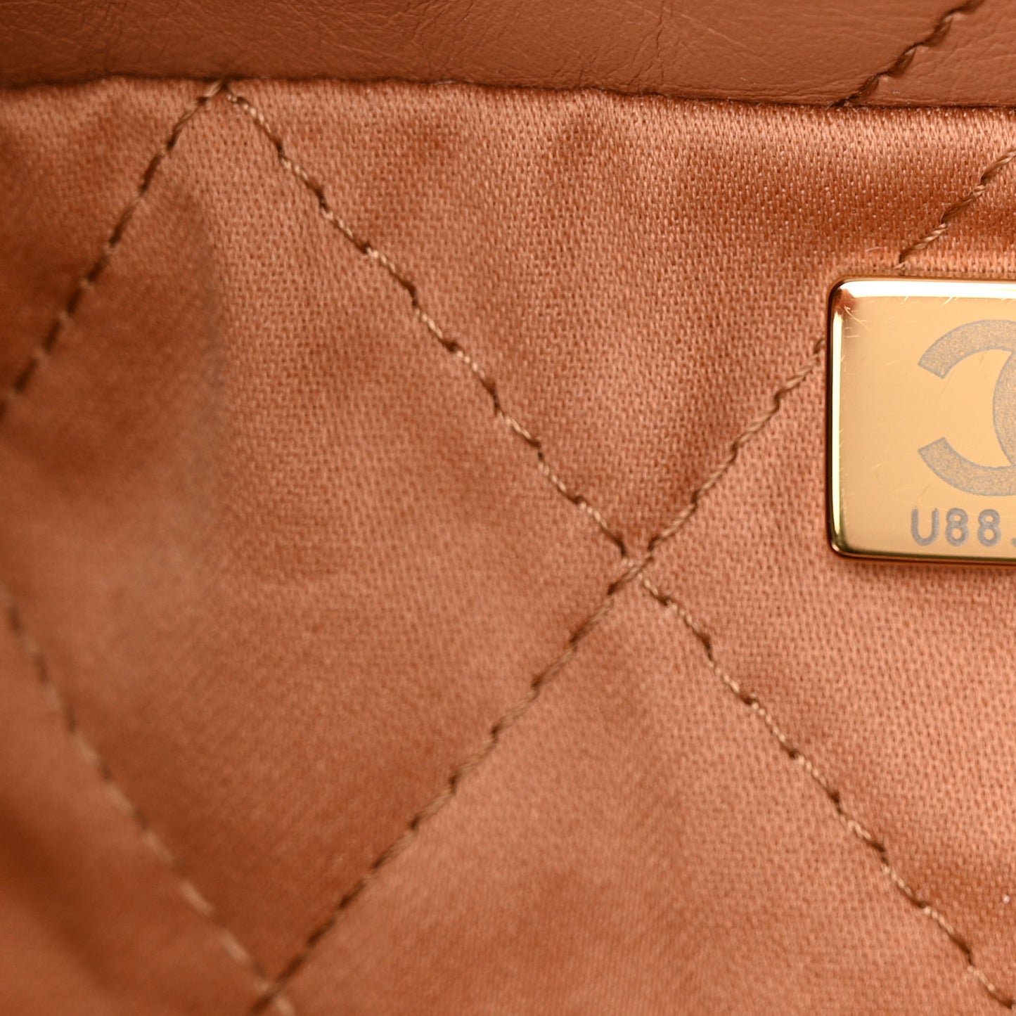 Shiny Calfskin Quilted Chanel 22 Camel