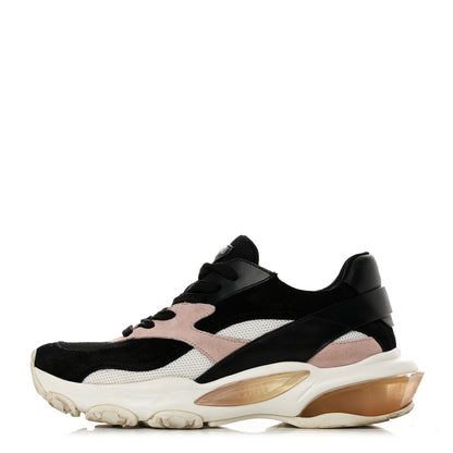 Valentino Garavani Suede Mesh Womens Bounce Sneakers 37 Black Water Rose 1 of 9