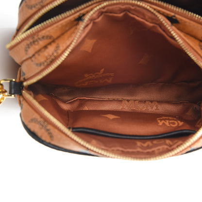 MCM Visetos Mini Camera Crossbody Bag Cognac 6 of 12