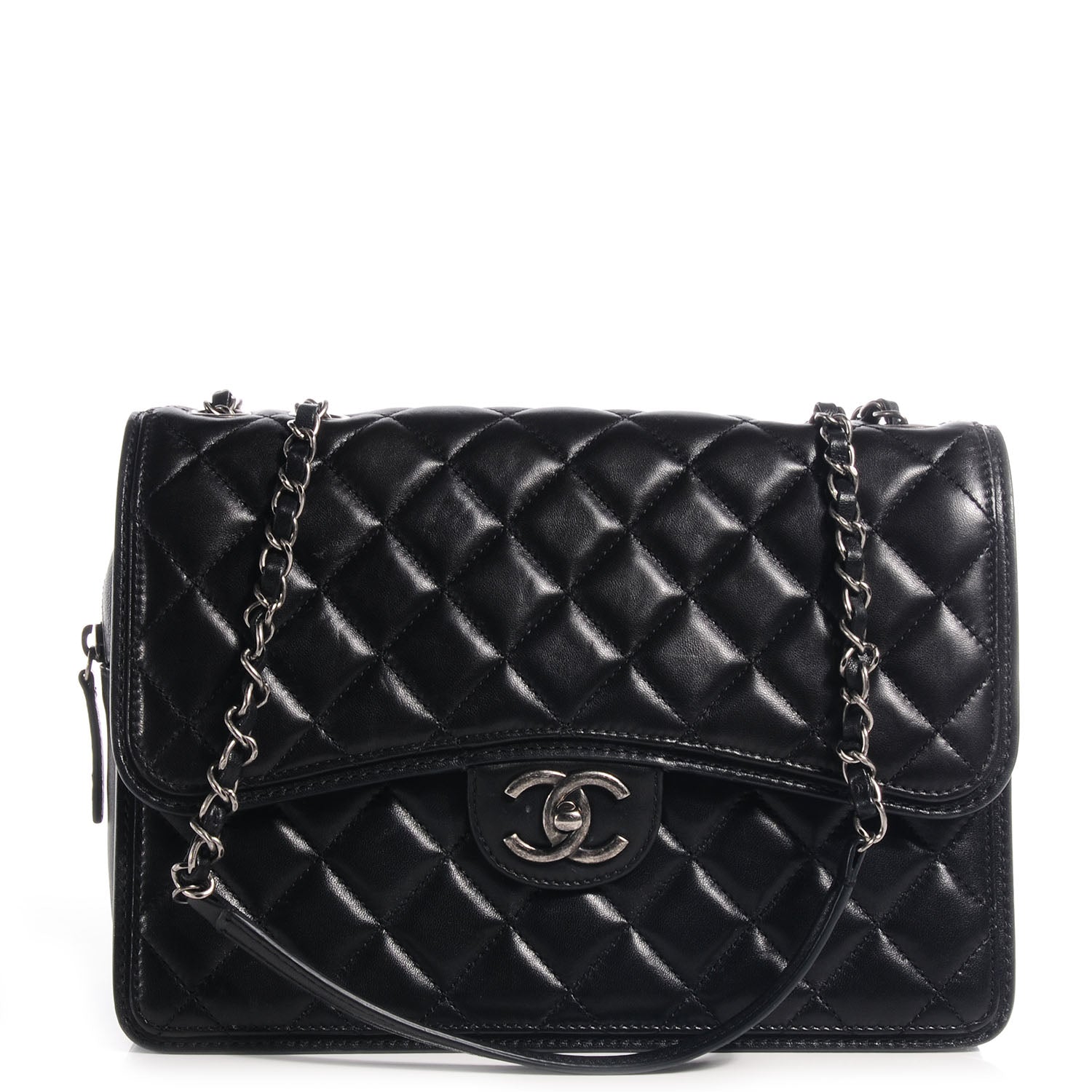Chanel Lambskin Quilted Citizen Zip Large Flap Black 1 of 8