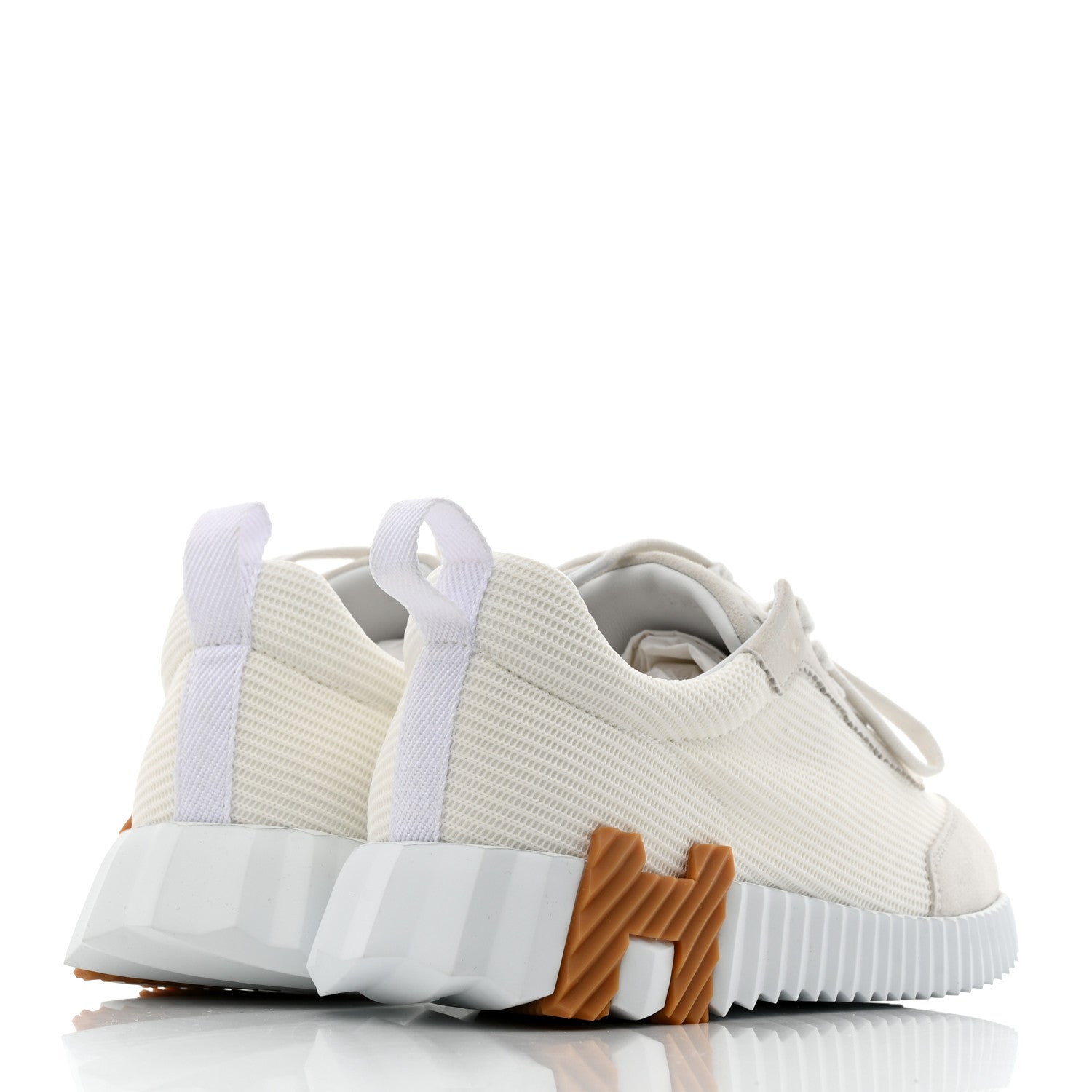 Hermes Technical Canvas Suede Goatskin Bouncing Sneakers 37.5 White 4 of 8