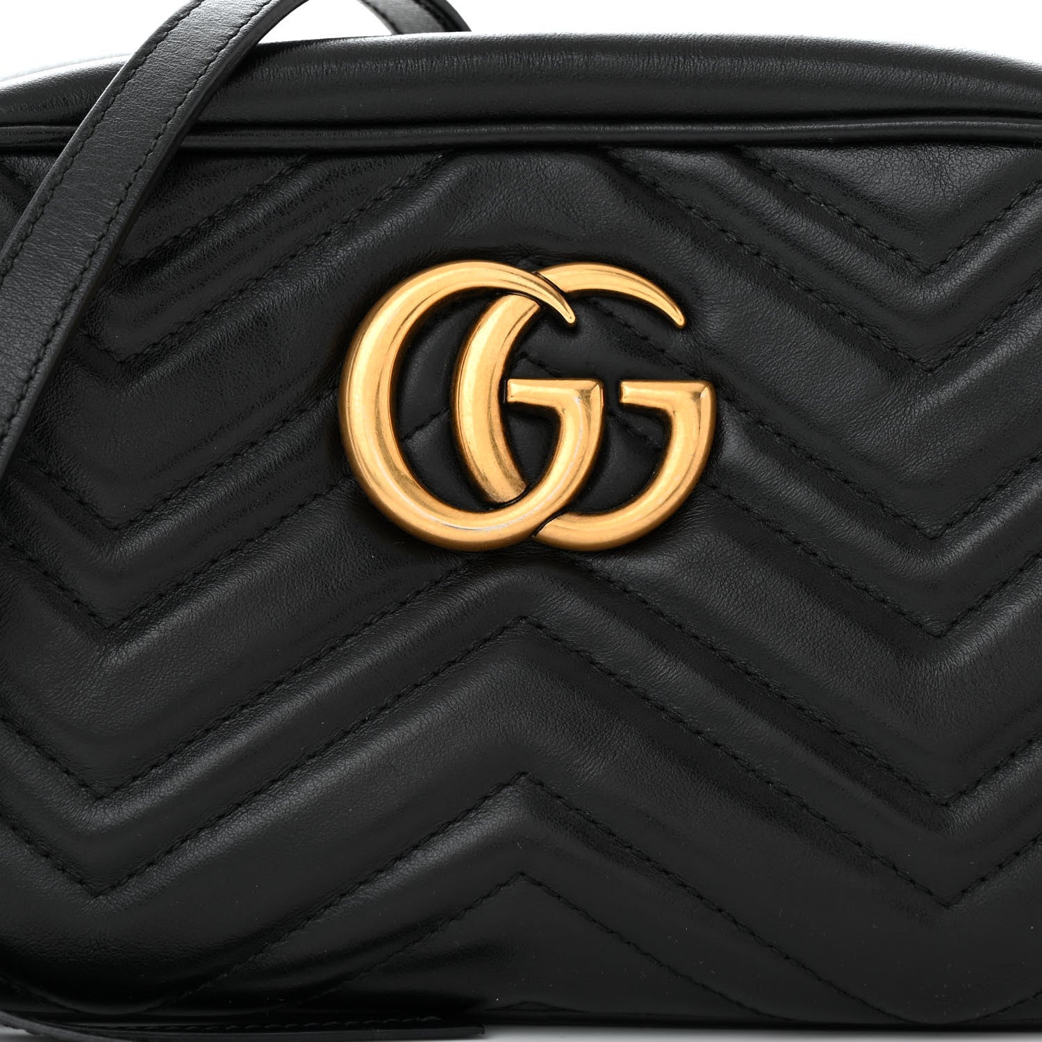 Gucci Calfskin Matelasse Small GG Marmont Chain Shoulder Bag Black 8 of 11