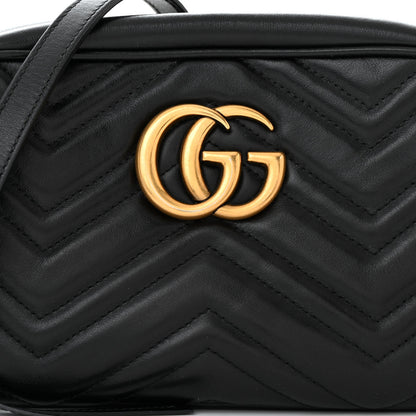 Gucci Calfskin Matelasse Small GG Marmont Chain Shoulder Bag Black 8 of 11
