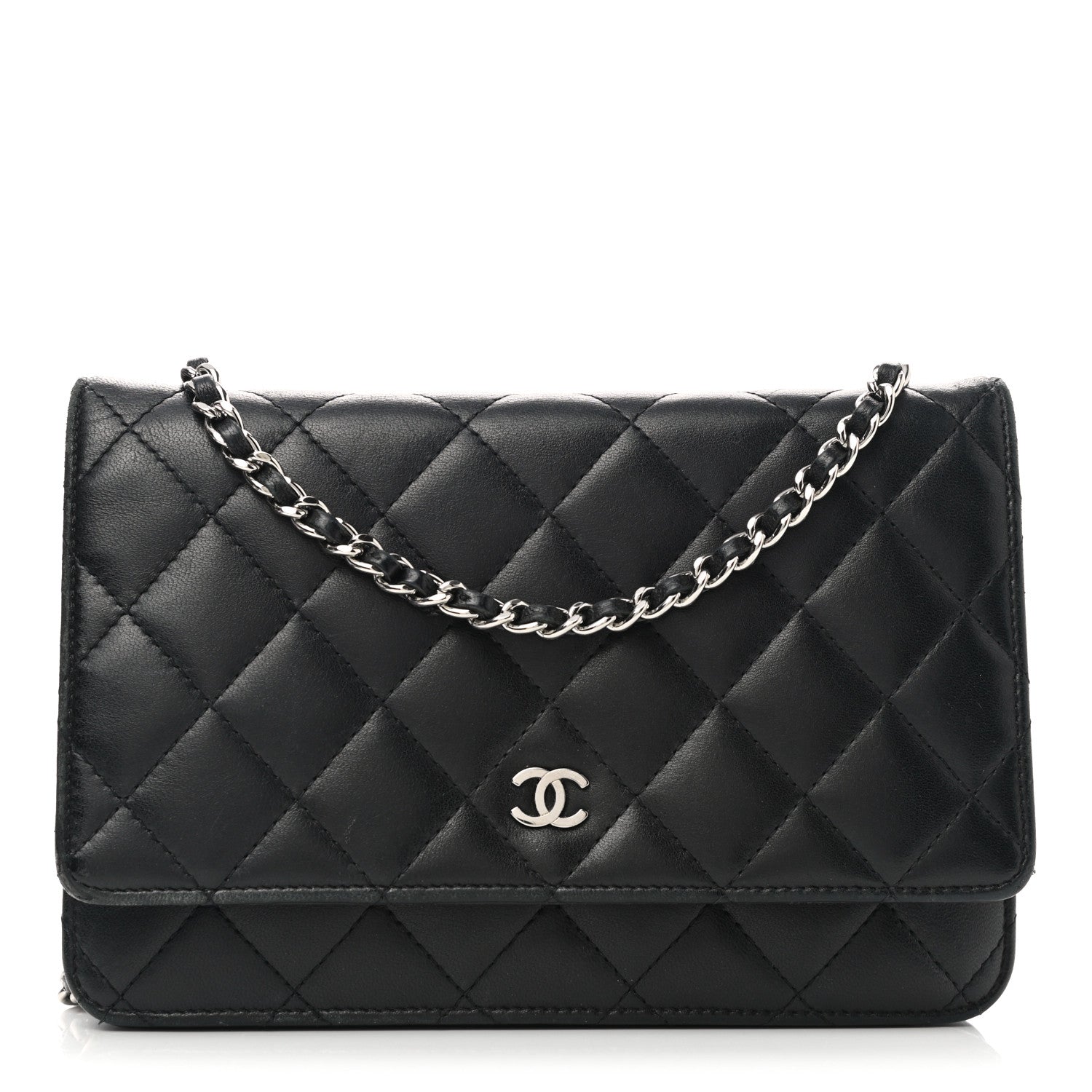 Chanel Lambskin Quilted Wallet On Chain WOC Black 1 of 13