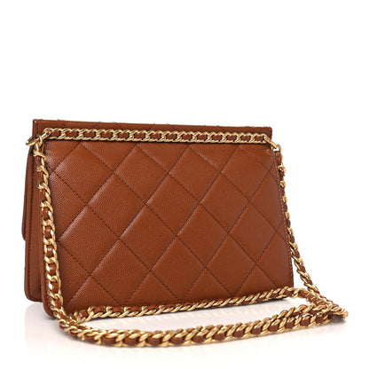 Chanel Caviar Quilted Small Chain Frame Flap Light Brown 3 of 10