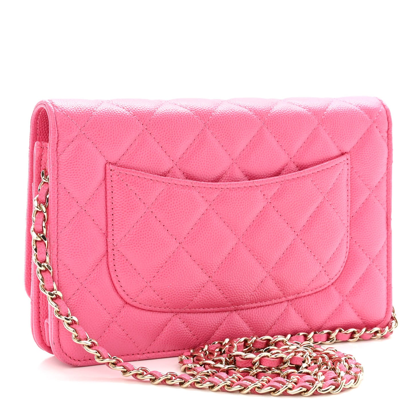 Caviar Quilted Wallet On Chain WOC Pink