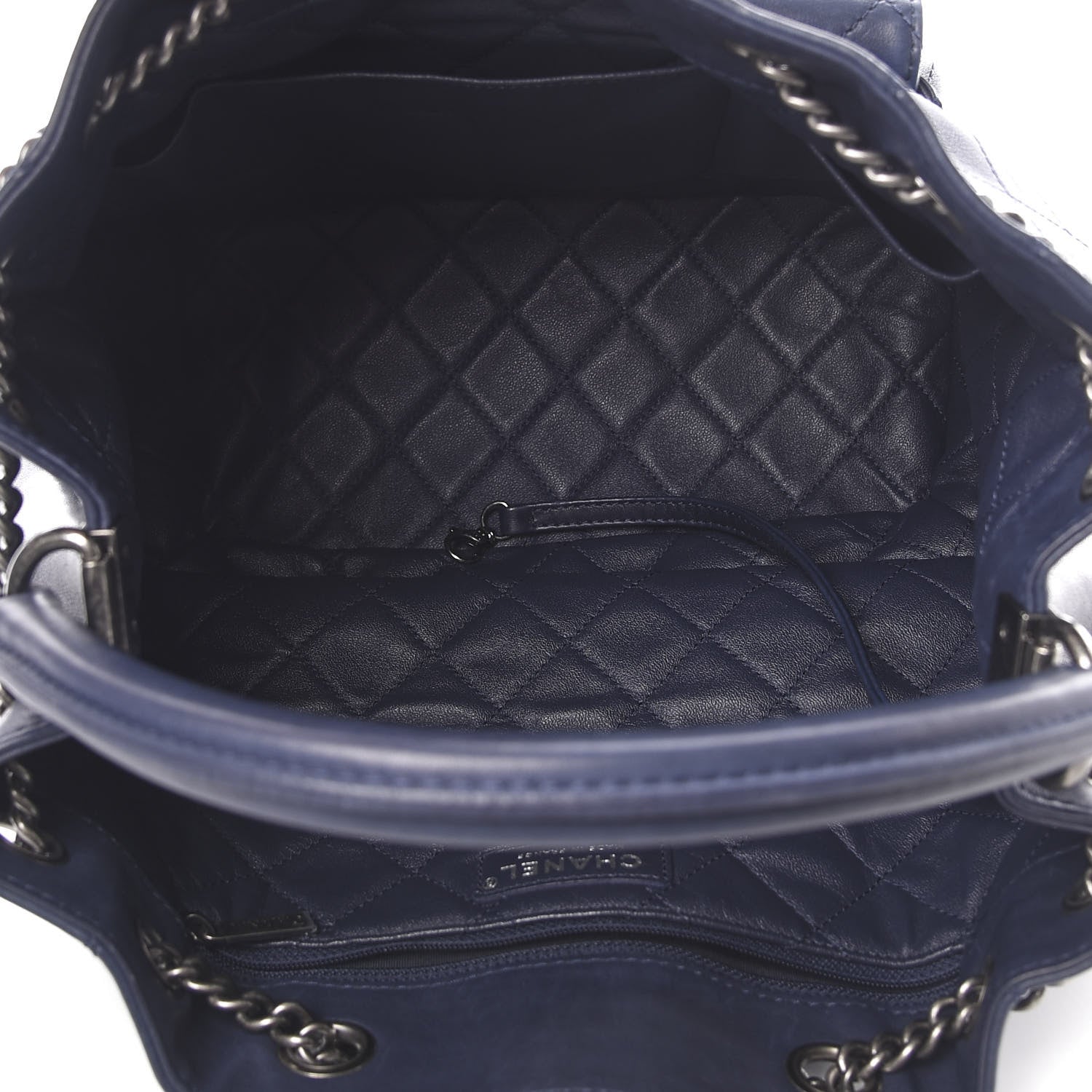 Chanel Calfskin Stitched Large Urban Luxury Drawstring Backpack Navy Blue 4 of 13