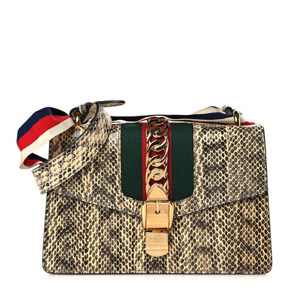 Gucci Snakeskin Small Sylvie Shoulder Bag Roccia 1 of 11