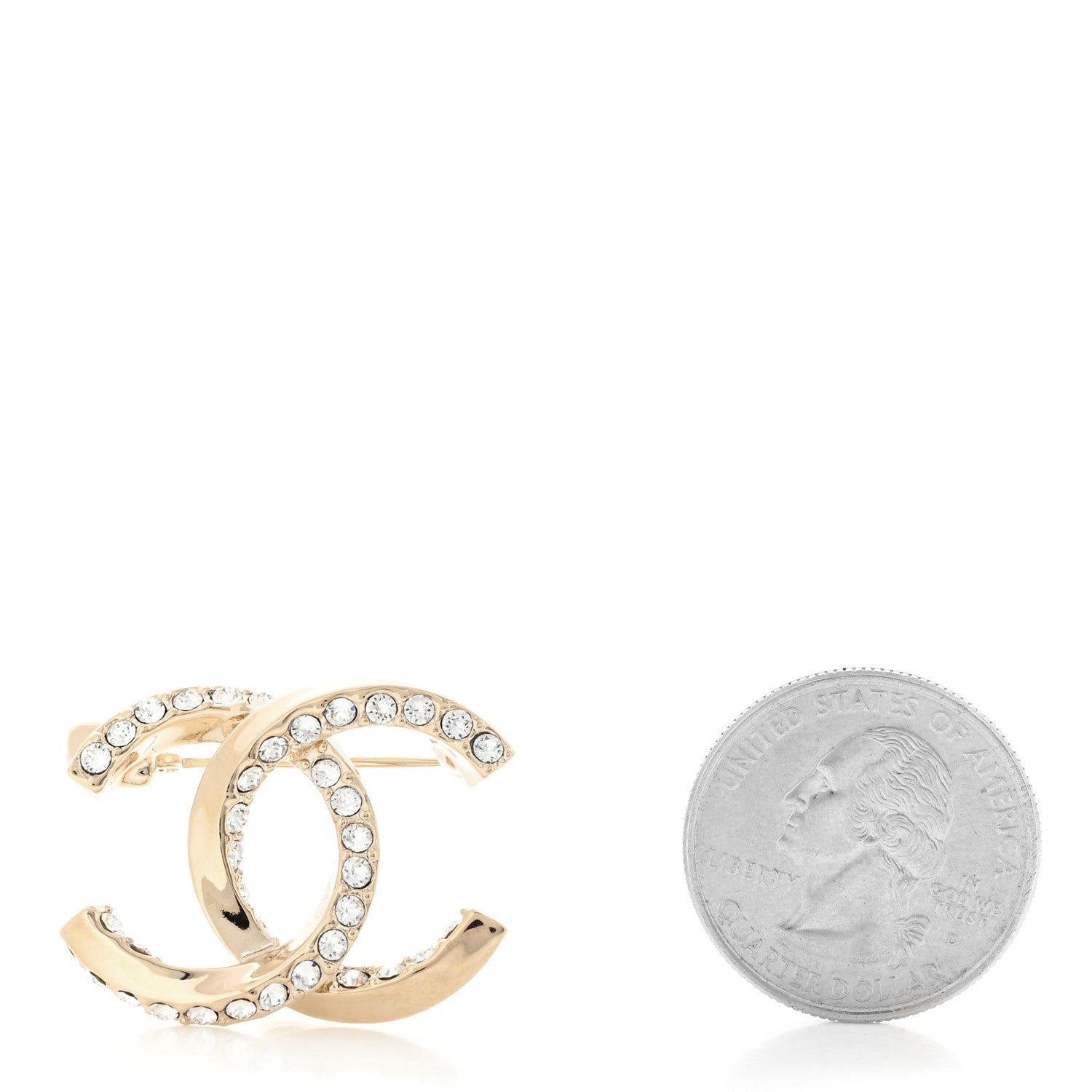 Chanel Metal Crystal CC Brooch Gold 2 of 4