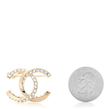 Chanel Metal Crystal CC Brooch Gold 2 of 4