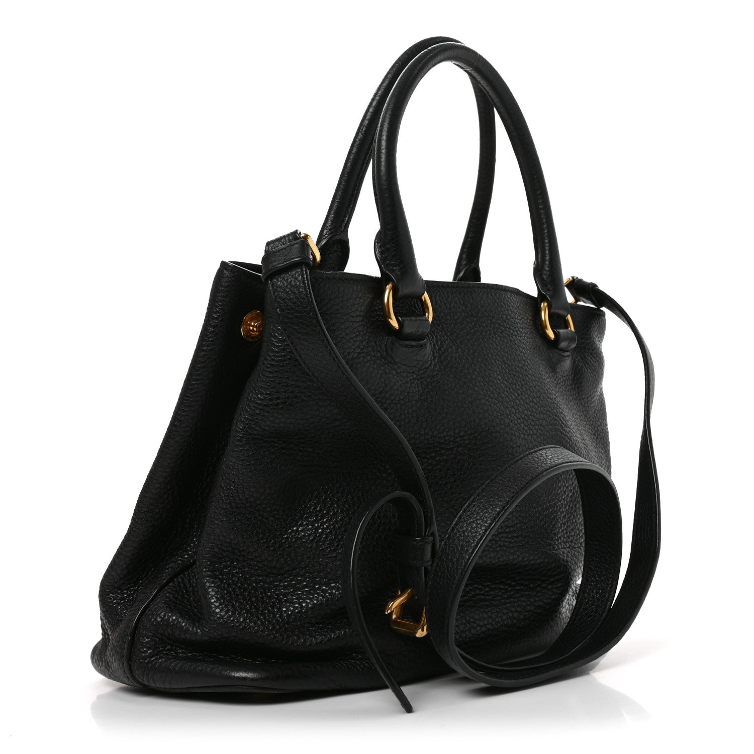 Prada Vitello Phenix Top Handle Bag Black 1925254 – FASHIONPHILE