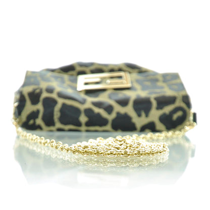 Fendi Jacquard Leopard Print Fendista Pouchette Crossbody Taupe Black 5 of 13