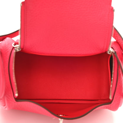Hermes Taurillon Clemence Mini Lindy 20 Rose Extreme 5 of 10