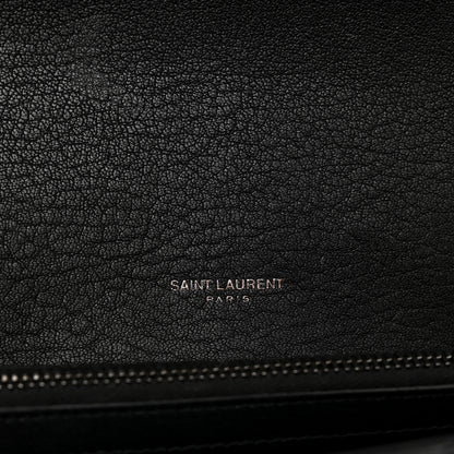 Saint Laurent Sheepskin Matelasse Chevron Monogram Medium College Bag Black 7 of 11