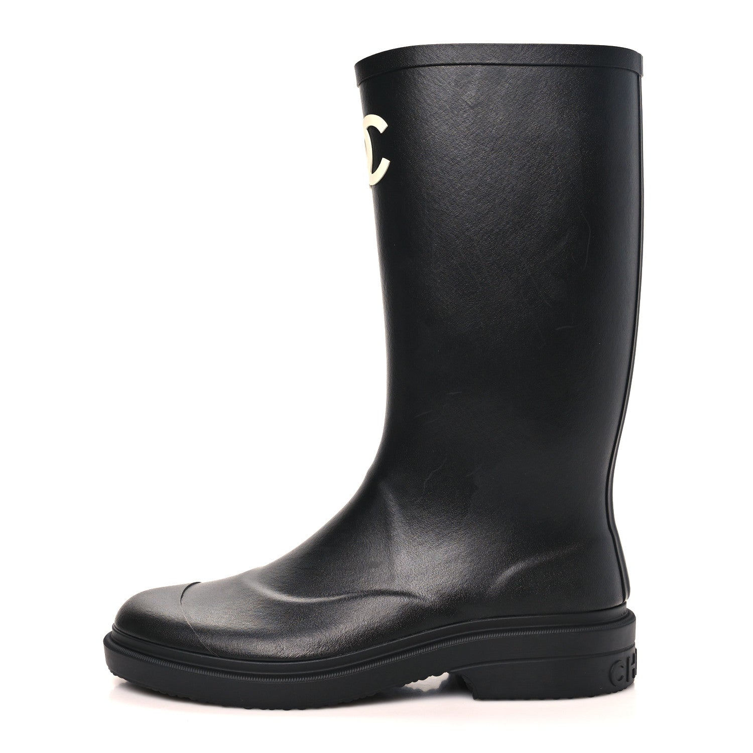 Chanel Caoutchouk CC High Boots 40 Black 1 of 9