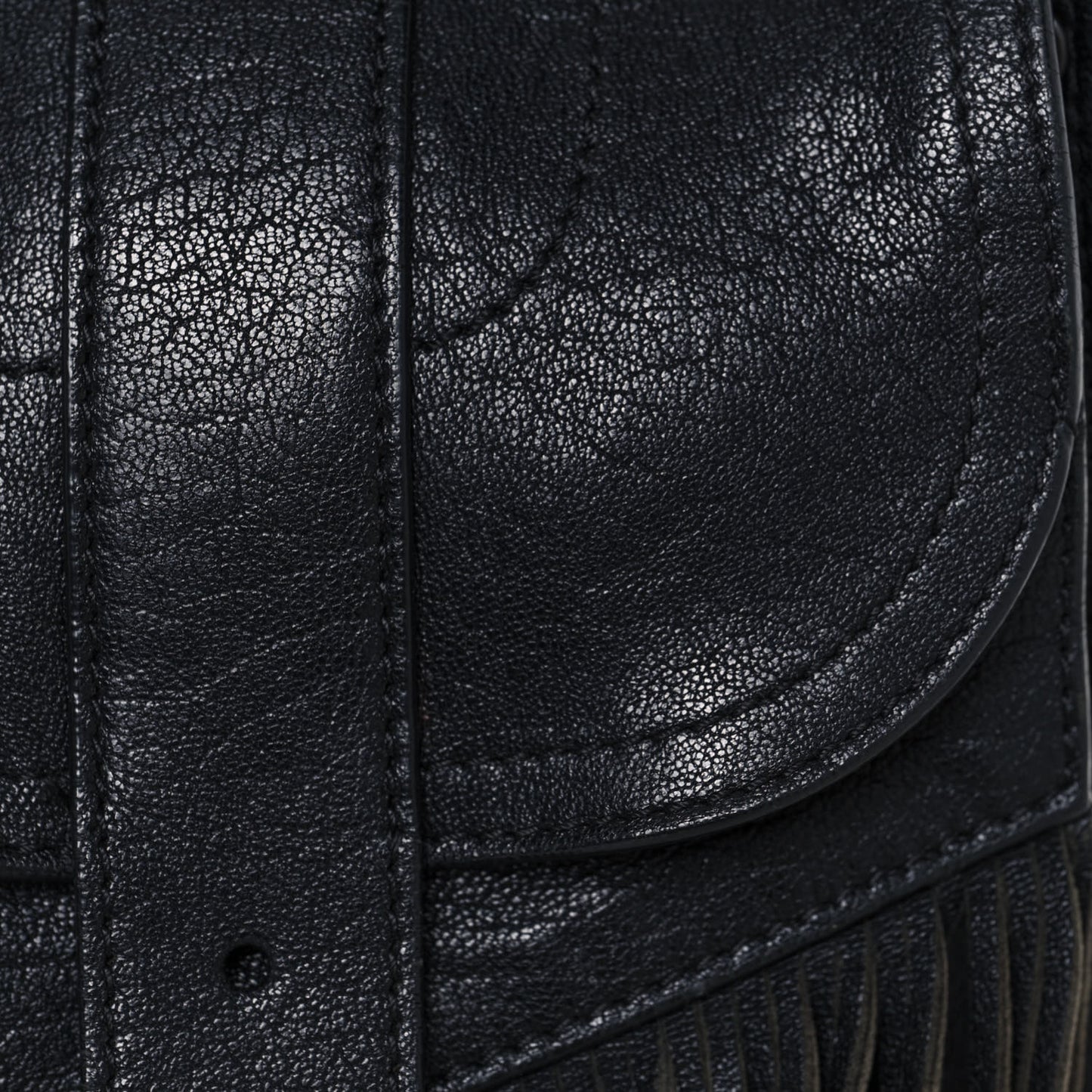 Lambskin Fringe Medium PS1 Satchel Black