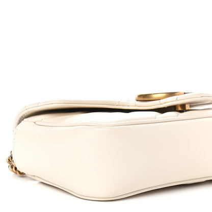 Gucci Calfskin Matelasse Super Mini GG Marmont Shoulder Bag White 8 of 9
