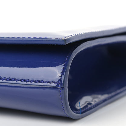 Saint Laurent Patent Calfskin Monogram Large Belle De Jour Clutch Royal Blue 9 of 11