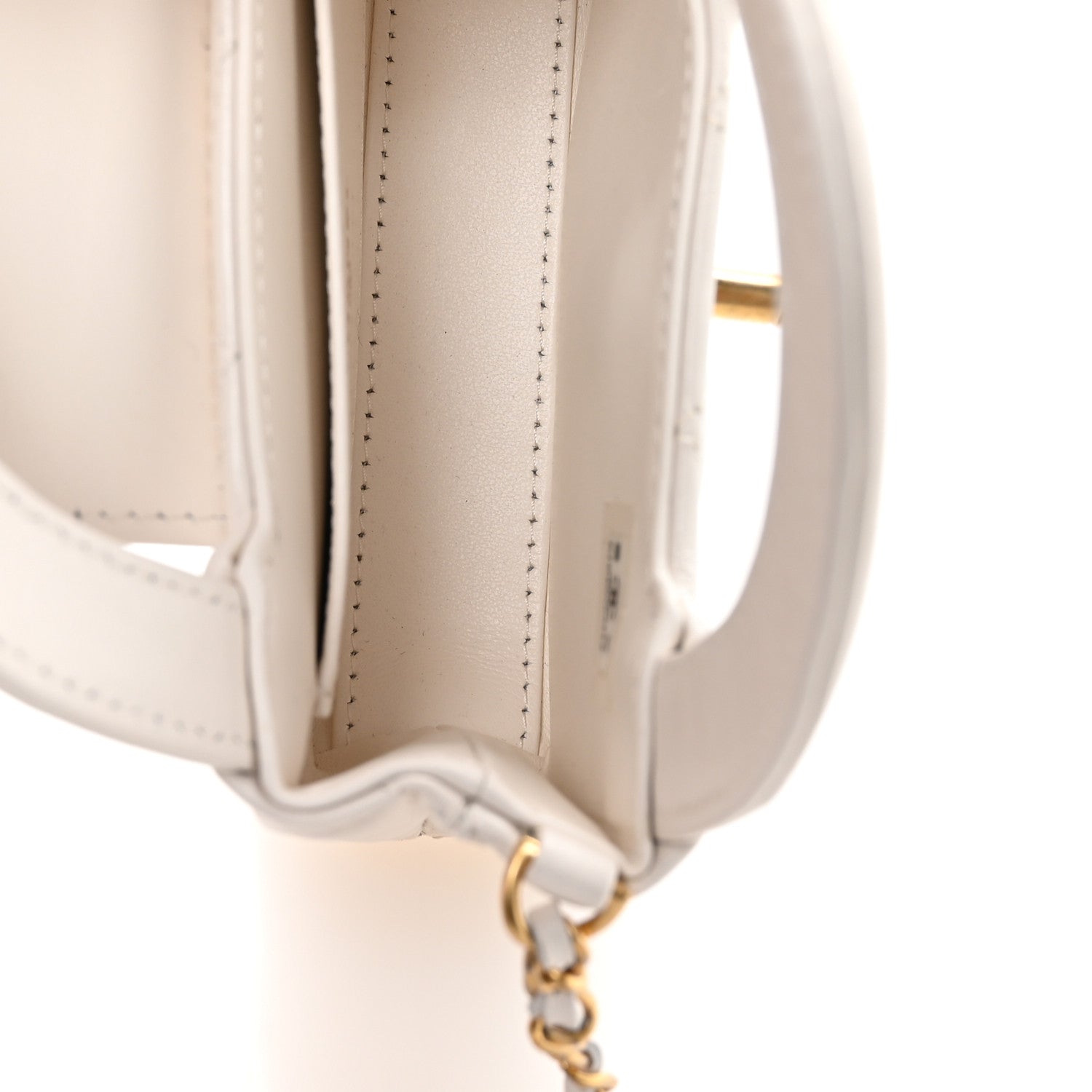 Chanel Shiny Aged Calfskin Quilted Mini Nano Kelly Shopper White 5 of 10