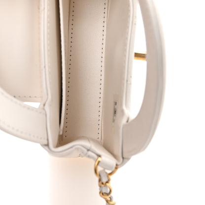 Chanel Shiny Aged Calfskin Quilted Mini Nano Kelly Shopper White 5 of 10