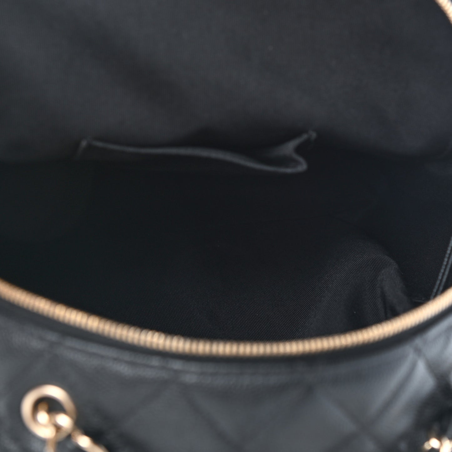Caviar Quilted Medium Zip Around Backpack Black