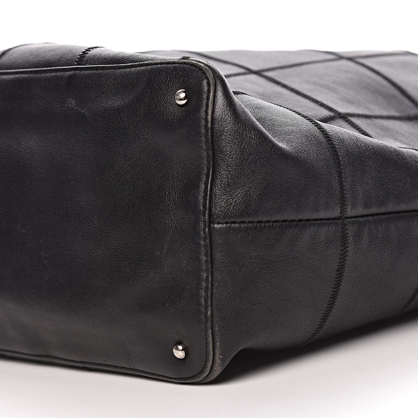 Calfskin Square Stitched Tassel Bag Black