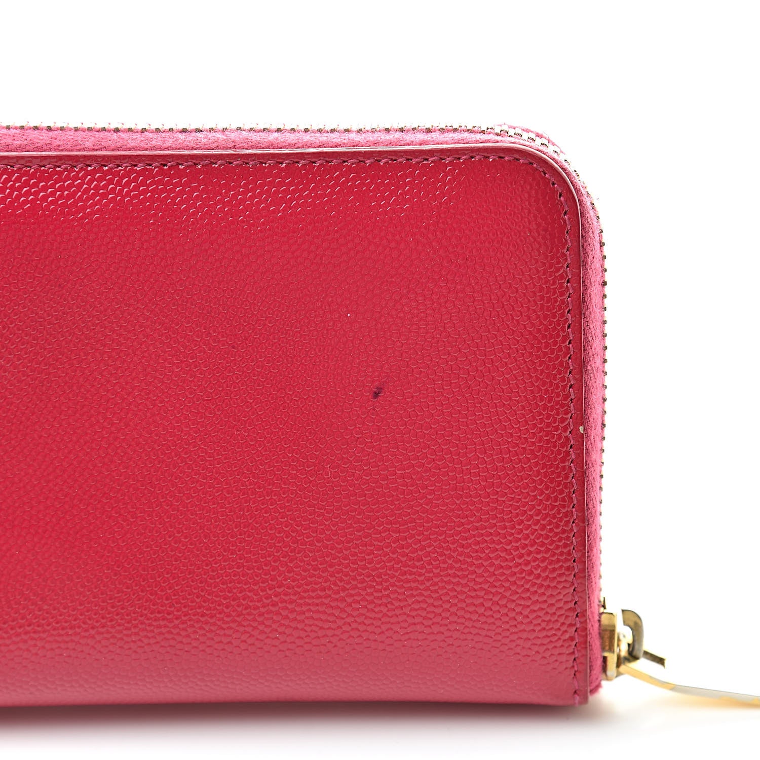 Saint Laurent Patent Grain De Poudre Classic Letters Zip Around Wallet Bubblegum 12 of 14