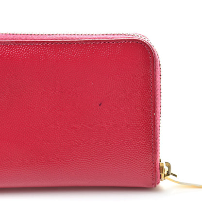 Saint Laurent Patent Grain De Poudre Classic Letters Zip Around Wallet Bubblegum 12 of 14