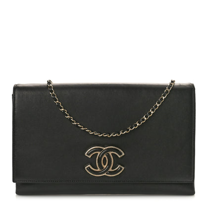 Chanel Lambskin Enamel CC Flap Clutch With Chain Black 1 of 13