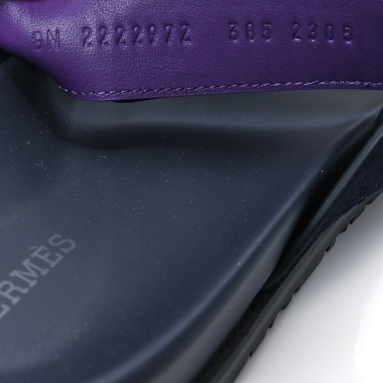 Hermes Suede Goatskin Womens Chypre Sandals 38.5 Marine Violet Majorette 9 of 10