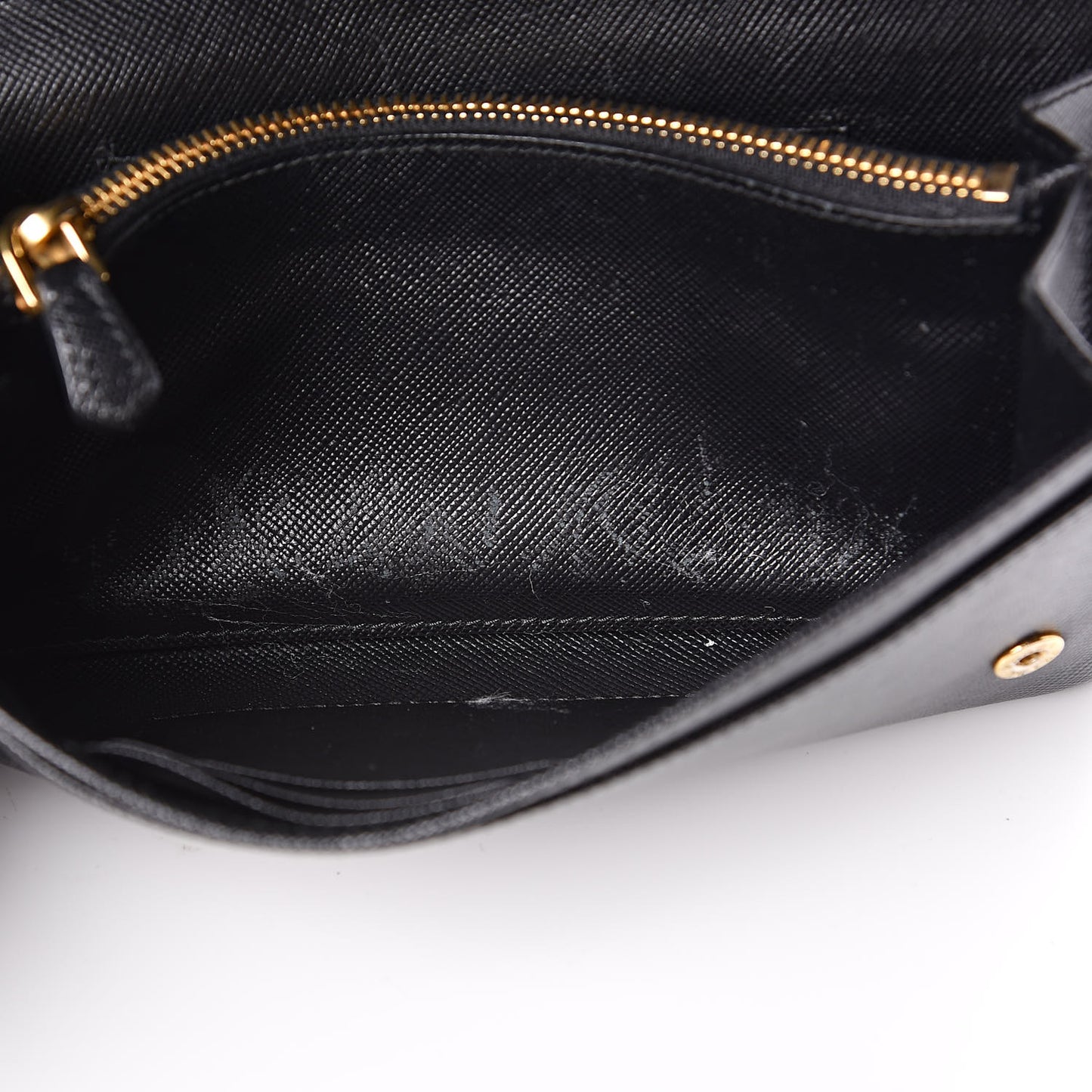 Saffiano Metal Flap Wallet With Strap Black
