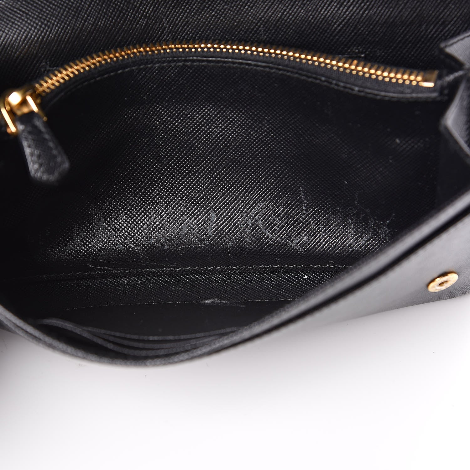 Prada Saffiano Metal Flap Wallet With Strap Black 7 of 11