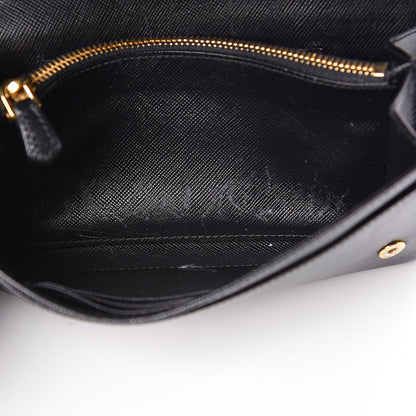 Prada Saffiano Metal Flap Wallet With Strap Black 7 of 11