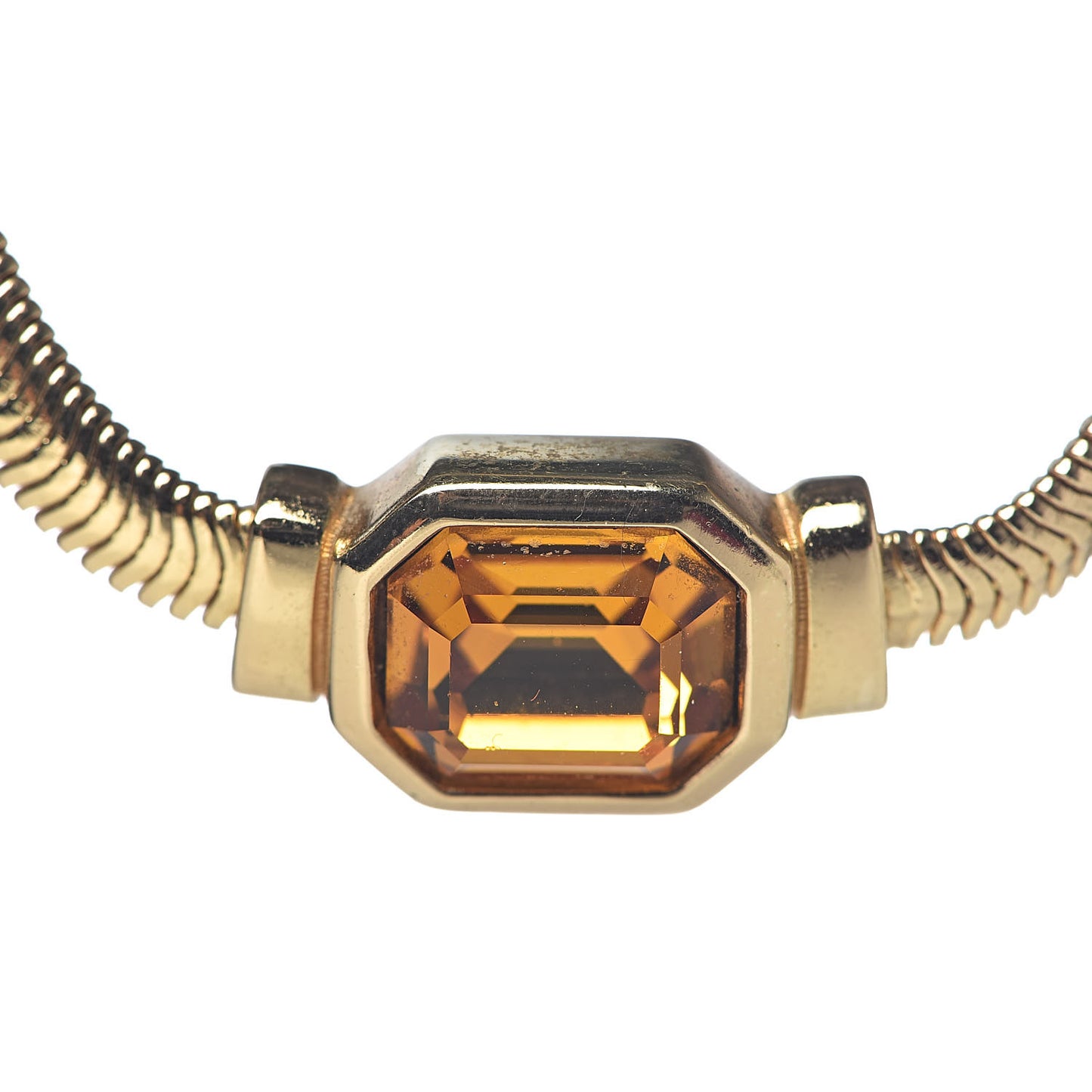 Crystal Chain Necklace Gold
