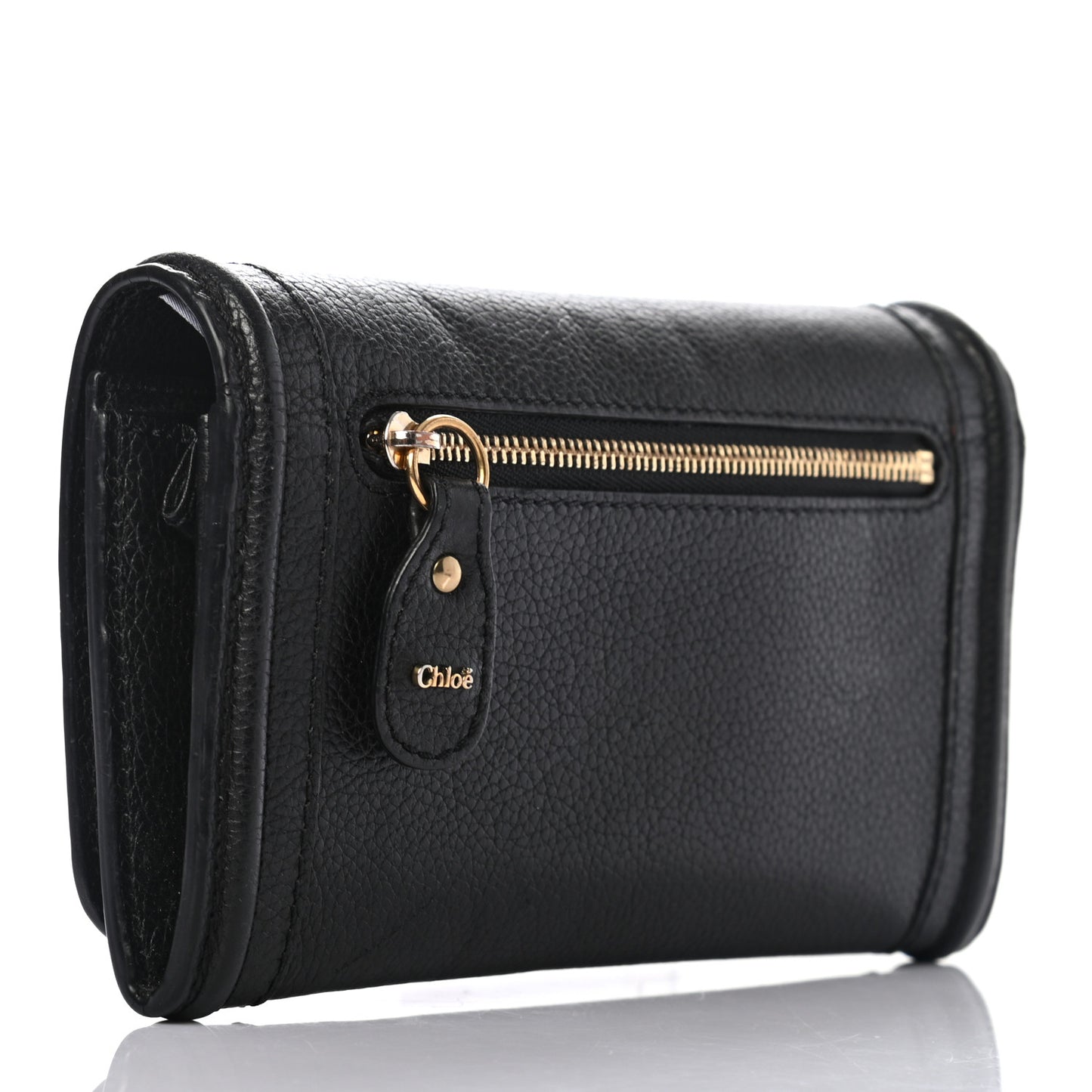 Grained Calfskin Continental Flap Wallet Black
