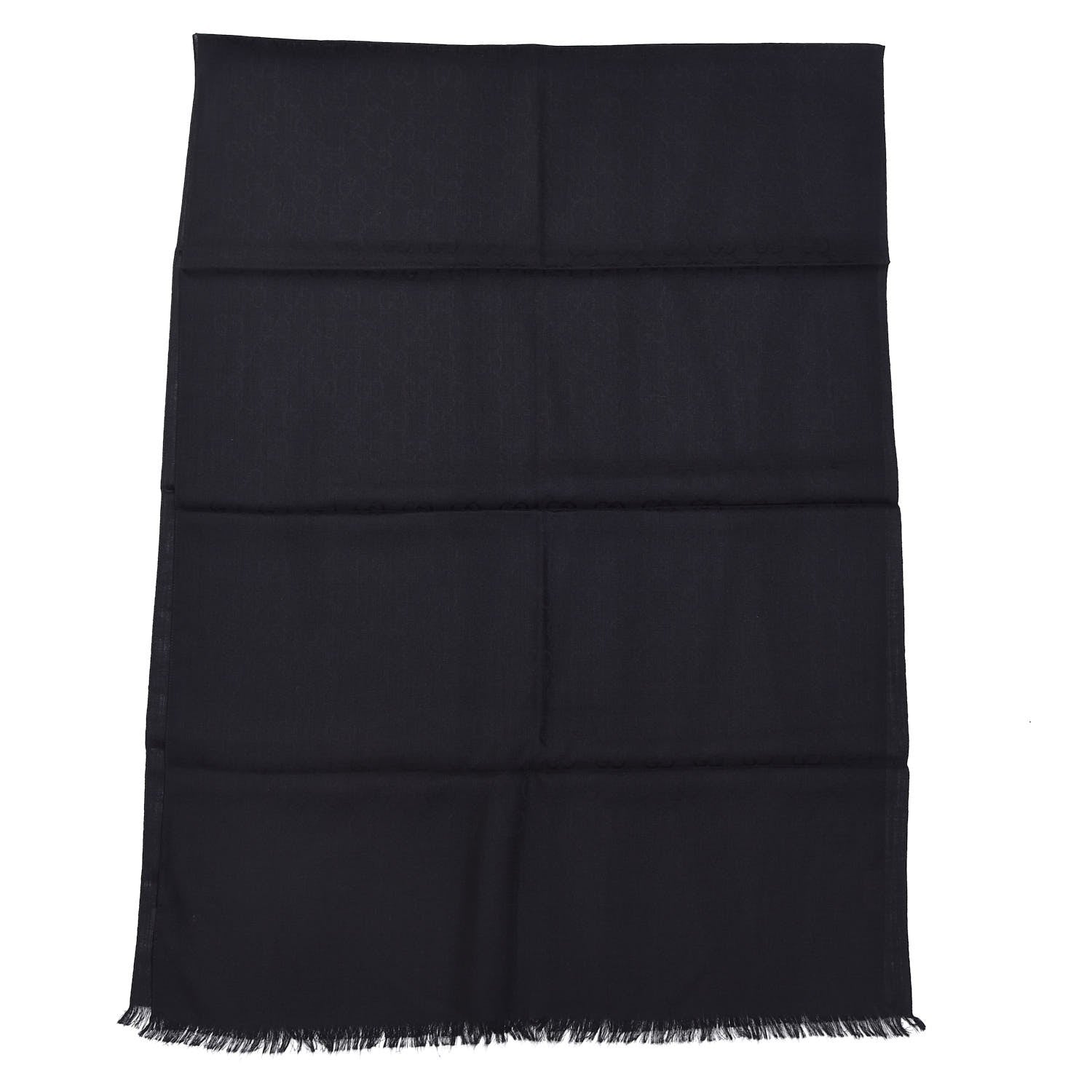 Gucci Silk Wool Monogram Fringe Scarf Black 3 of 5