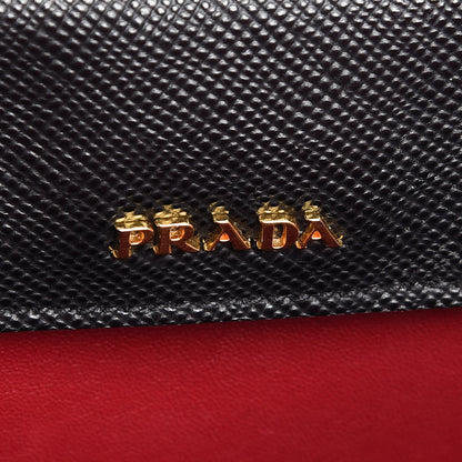 Prada Saffiano Cuir Large Double Bag Black Fuoco 6 of 21