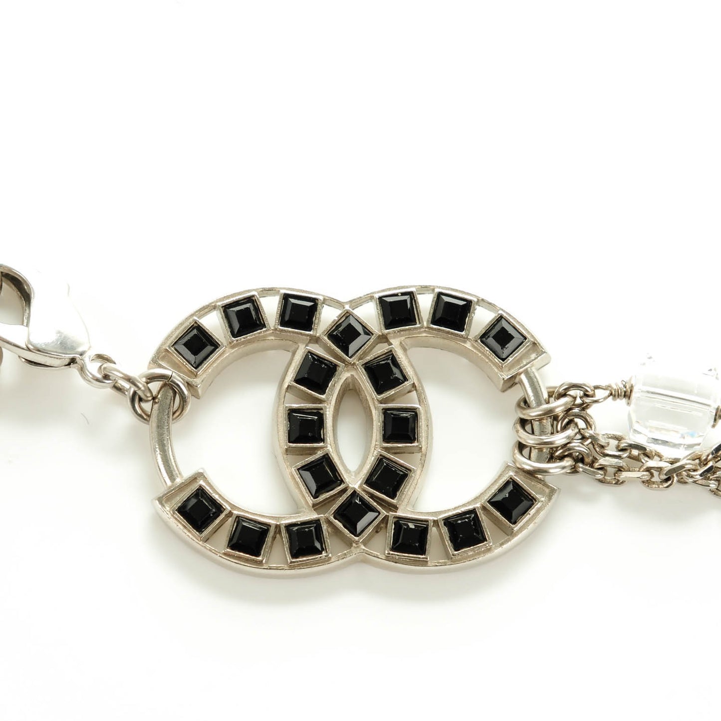 Baguette Crystal CC Belt Silver Black