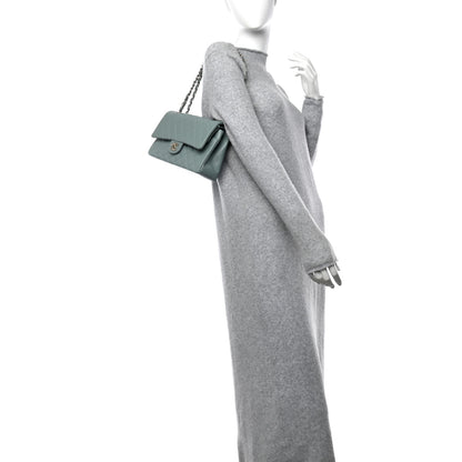 Chanel Caviar Quilted Medium Double Flap Light Blue 2 of 11