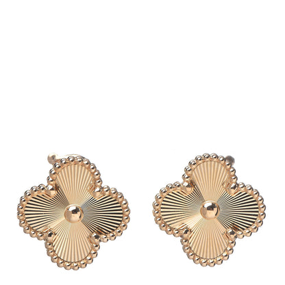 Van Cleef & Arpels 18K Yellow Gold Guilloche Vintage Alhambra Earrings 1 of 5