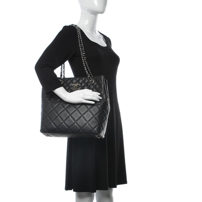 Chanel Calfskin Quilted In The Business North South Tote Black 2 of 15